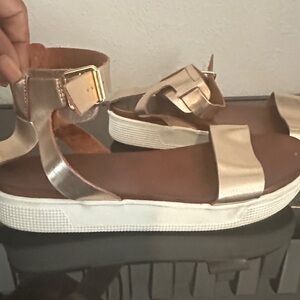 Metallic Rose Gold Women’s Platform Sandals